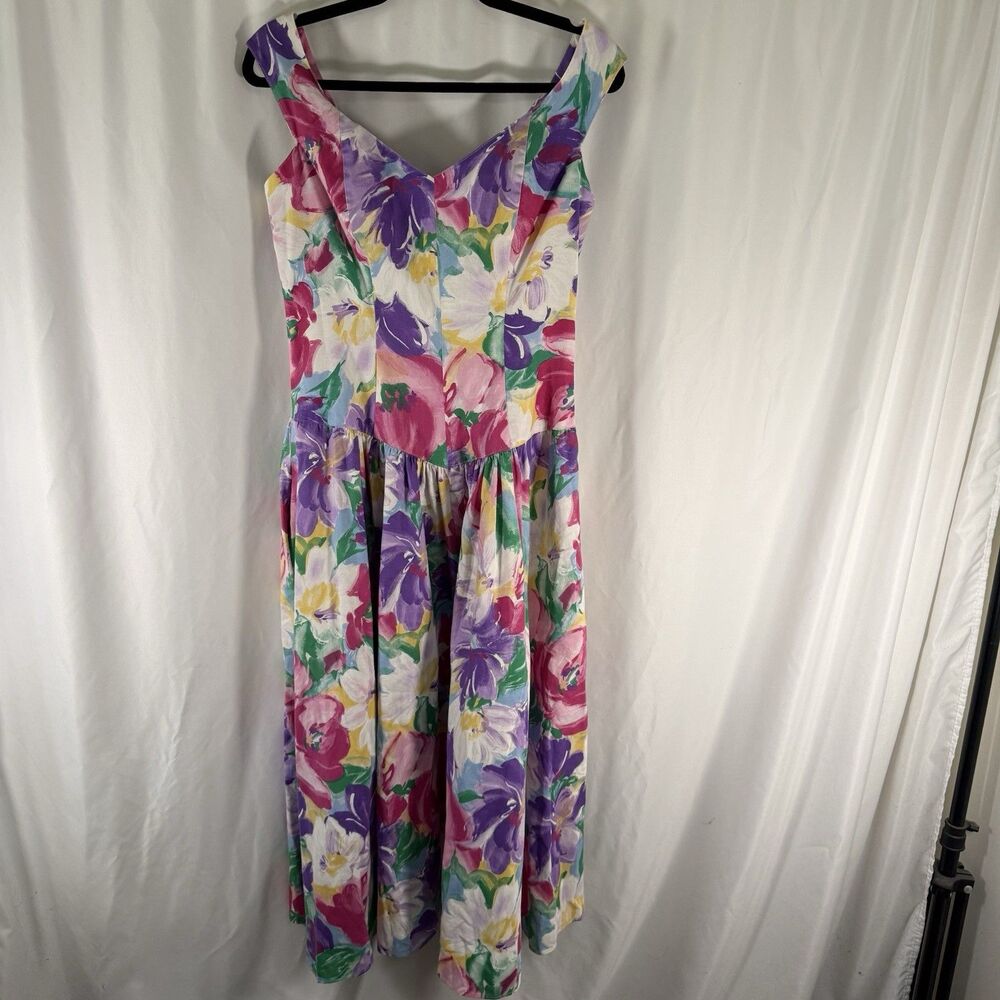 Geary Roark Kamisato Dress Women's 10 Multicolor Floral Zip Back Sleeveless